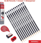 Nataraj Platinum Extra Dark 2B Pencils with Sharpener – Pack of 12