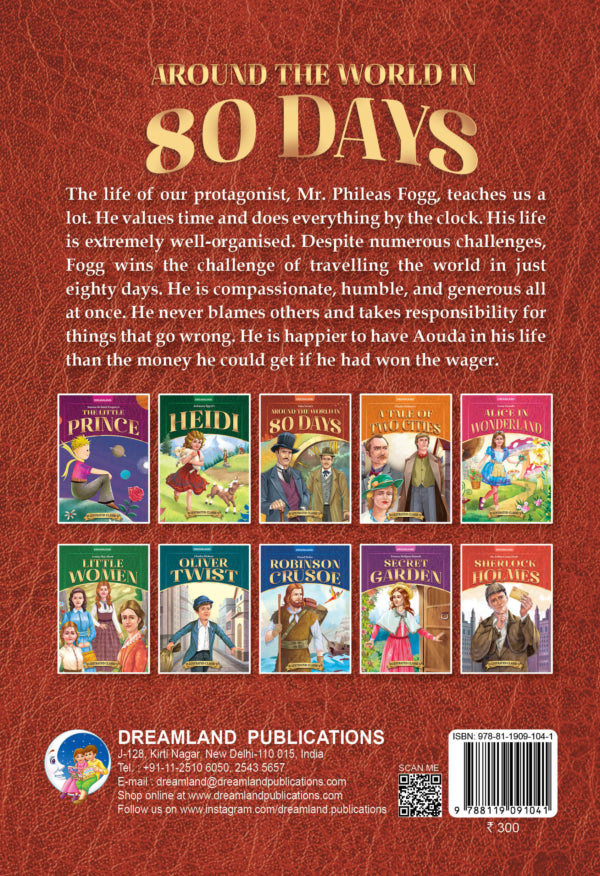 DREAMLAND CLASSIC TALES - Around the World in 80 days- Illustrated Abridged Classics for Children with Practice Questions