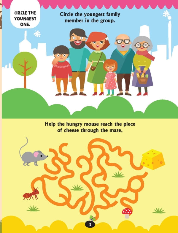 DREAMLAND - Brain Train Activity Book for Kids Age 4+ - With Colouring Pages, Mazes, Puzzles and Word searches Activities