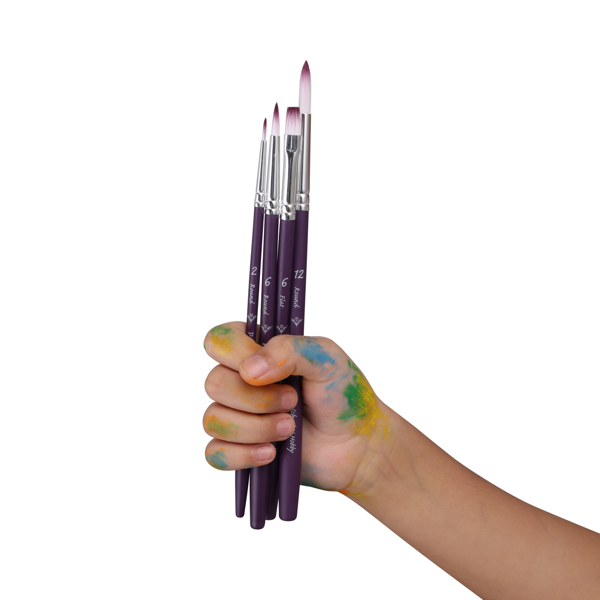 PANART TWO TONE SYNTHETIC SHORT HANDLE BRUSH SET OF 4 PCS TT-02(R-2,6,12 F-6)