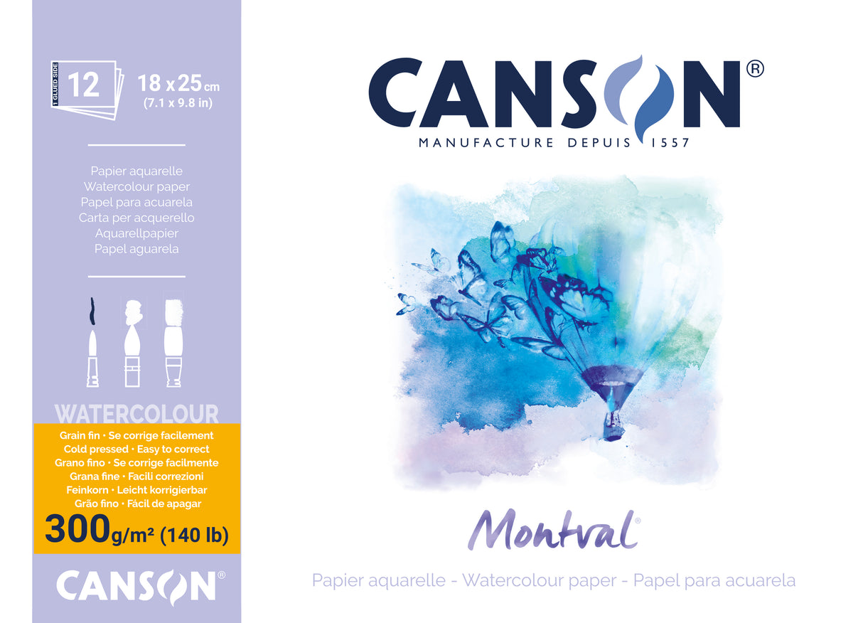 Canson A5 Montval 300gsm water colour practice paper pad including 12 sheets