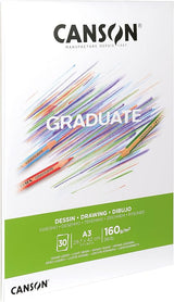 CANSON GRADUATE  DRAWING PAD-A3-30SHEETS-160GSM-WHITE PAPER