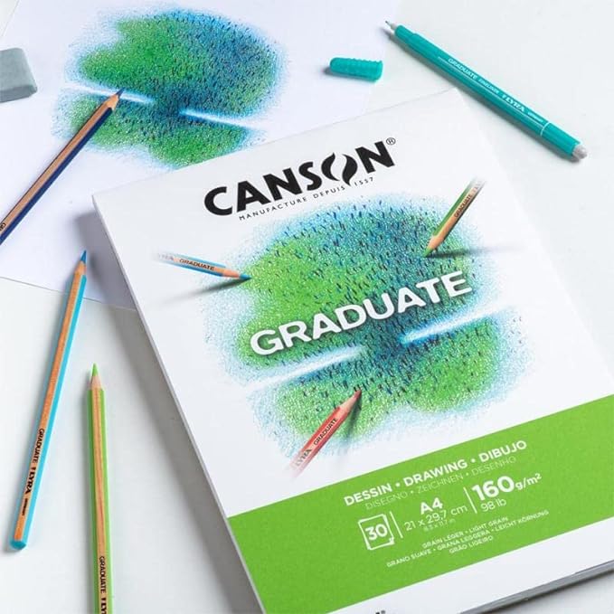 CANSON GRADUATE  DRAWING PAD-A3-30SHEETS-160GSM-WHITE PAPER