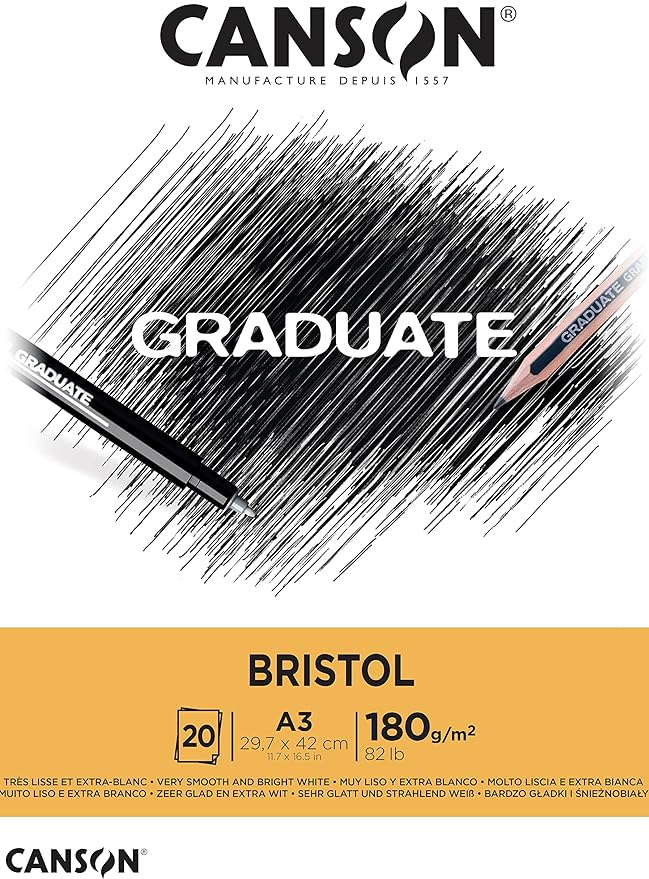 CANSON GRADUATE  BRISTOL PAD-A3 -20SHEETS-180GSM