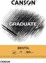 CANSON GRADUATE  BRISTOL PAD-A3 -20SHEETS-180GSM