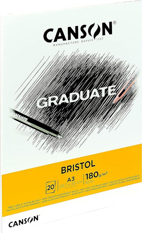 CANSON GRADUATE  BRISTOL PAD-A3 -20SHEETS-180GSM