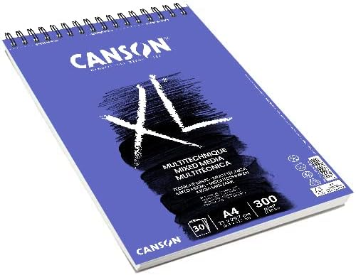 CANSON XL Textured Medium Grain 300gsm A4 Mixed Media White Paper Pad, 30 Sheets