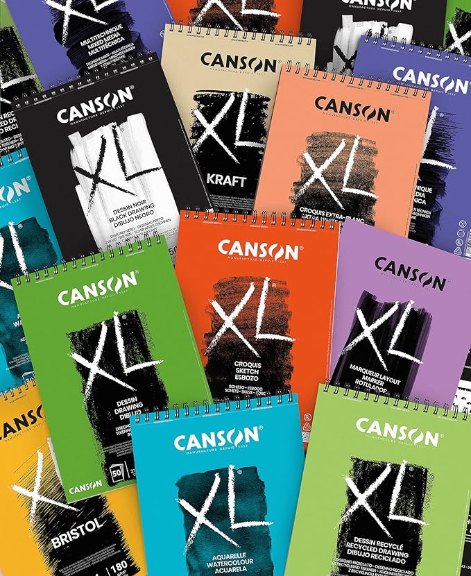 CANSON XL Textured Medium Grain 300gsm A4 Mixed Media White Paper Pad, 30 Sheets
