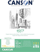 CANSON 1557 A4 White Sketch Paper Pad 120gsm