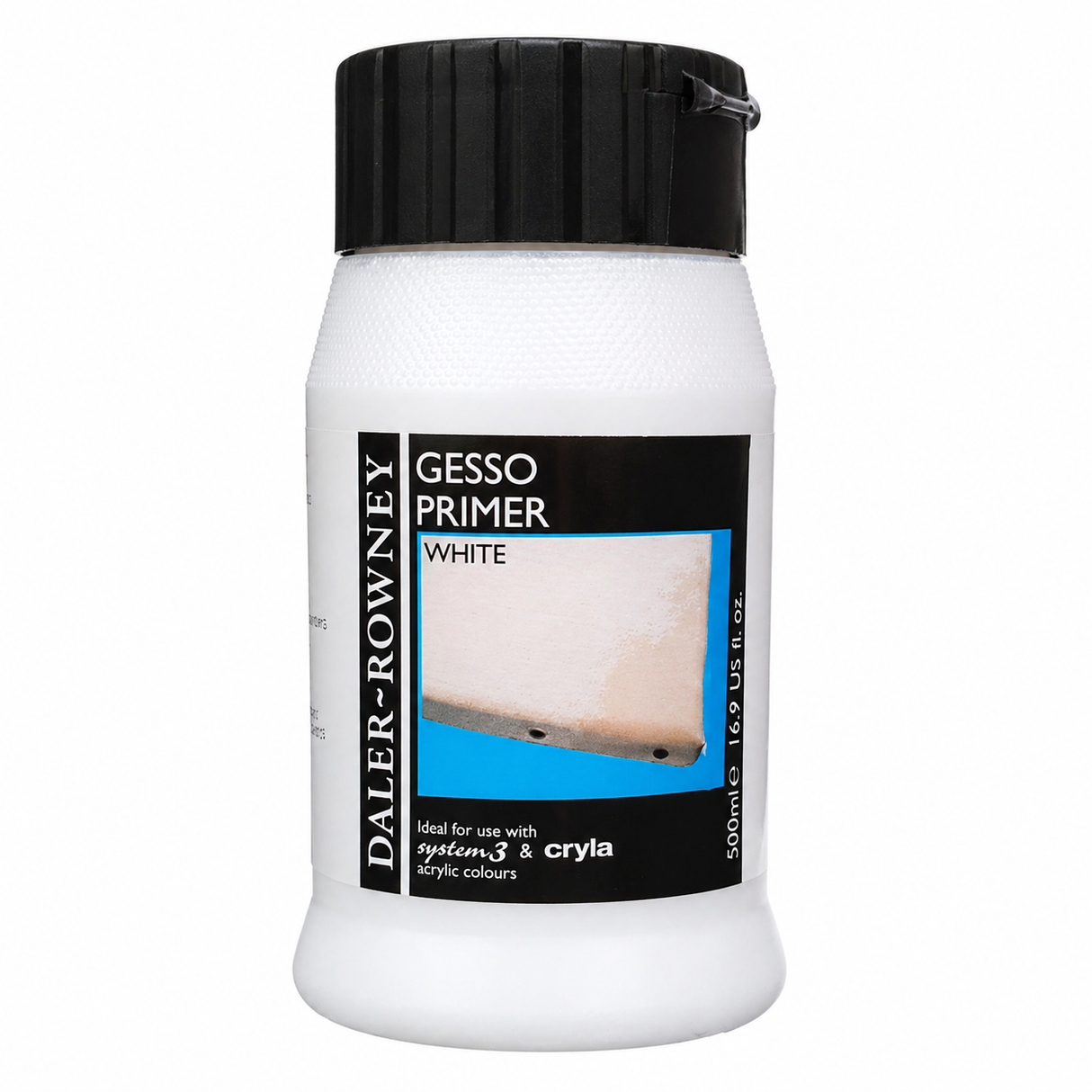 Daler-Rowney White Gesso Primer 500ml – Acrylic Surface Prep for Canvas, Wood & Paper, Fast Drying, Matte Finish