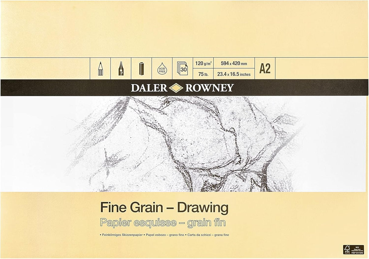 DALER ROWNEY FINE GRAIN DRAWING PAD A2 120GSM