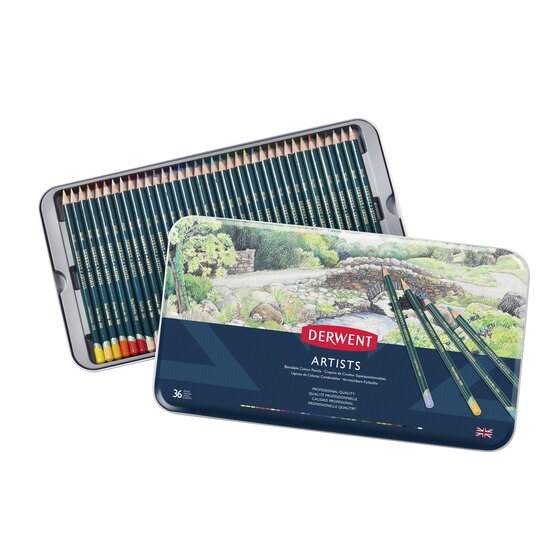 Derwent Artist Pencils Tin Of 36