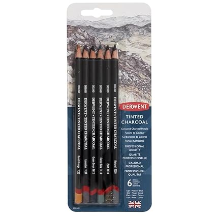 Derwent Tinted Charcoal Blister Pencil Pack of 6