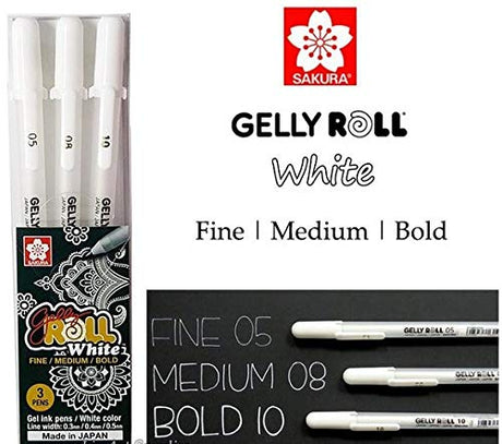 SAKURA GELLY ROLL WHITE 3-PEN SET