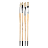 PANART WHITE BRISTLE LONG HANDLE BRUSH SET OF 4 PCS,ATL-09 (R-8 F-8 SF-8 FB-10)
