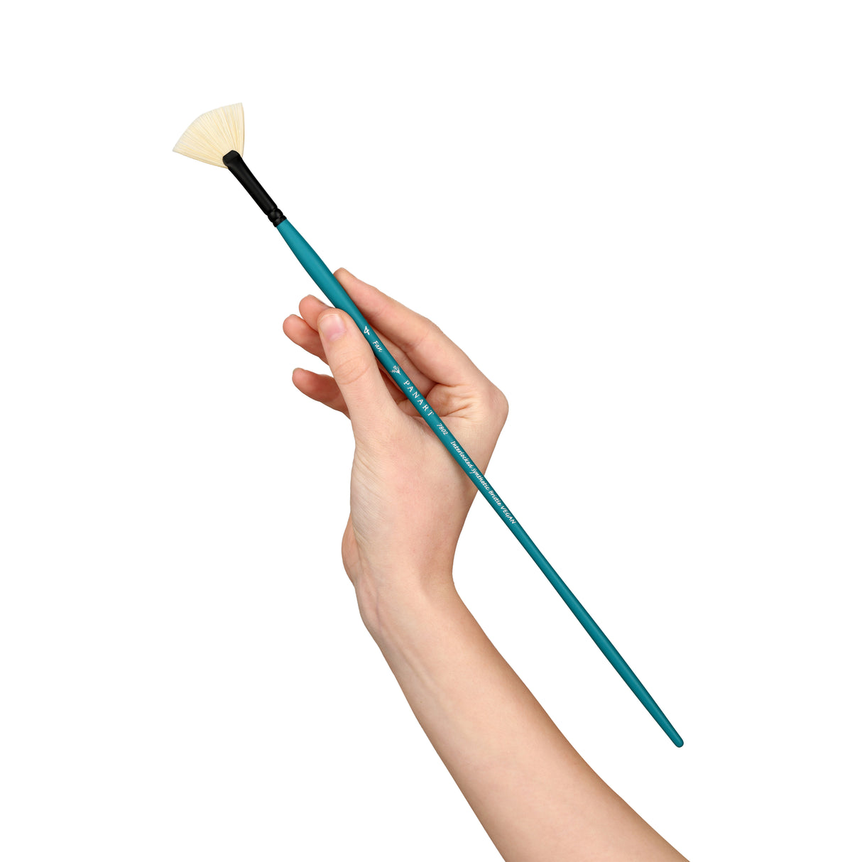 PANART VEGAN SYNTHETIC BRISTLE FAN LONG HANDLE BRUSH 7802-4