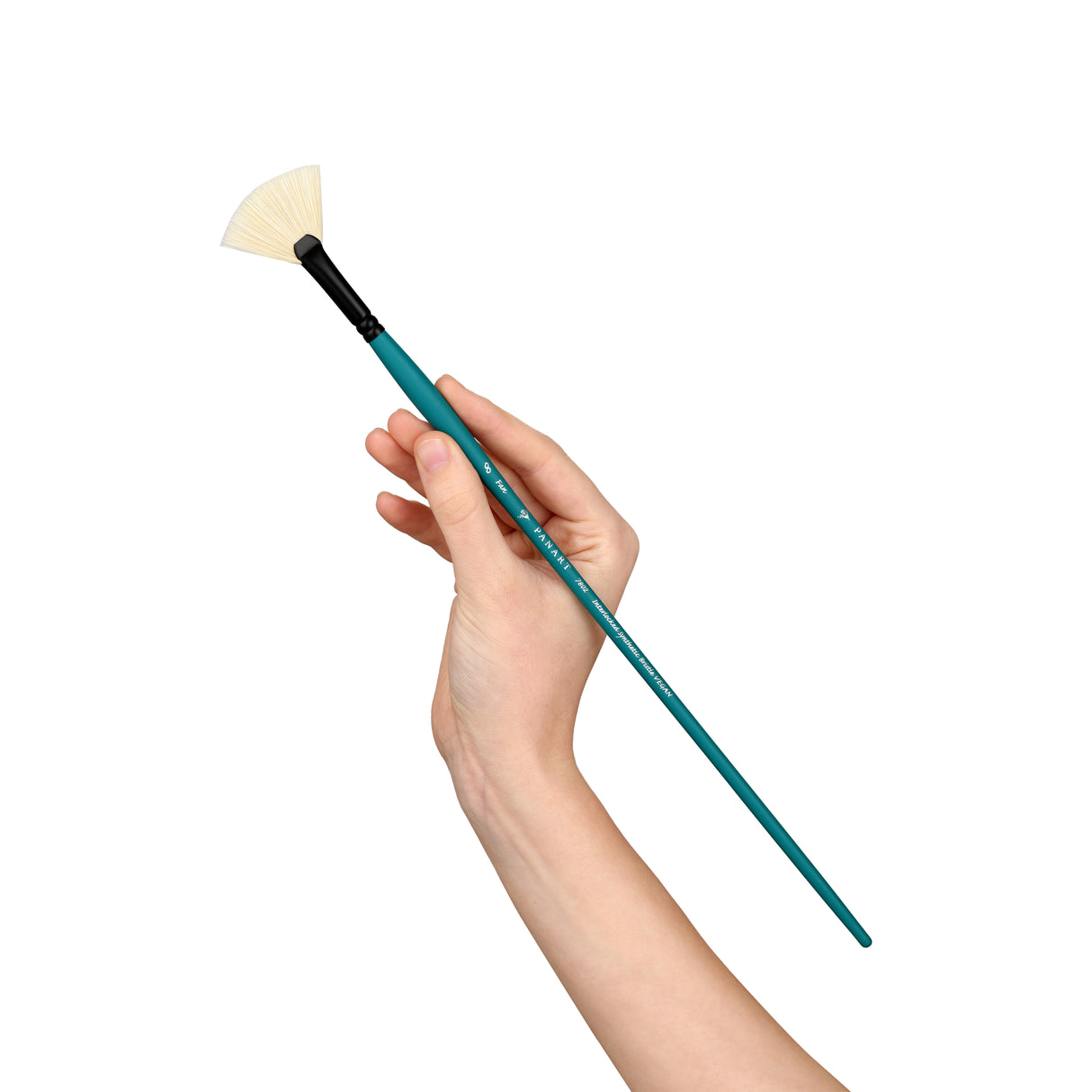 PANART VEGAN SYNTHETIC BRISTLE FAN LONG HANDLE BRUSH 7802-8