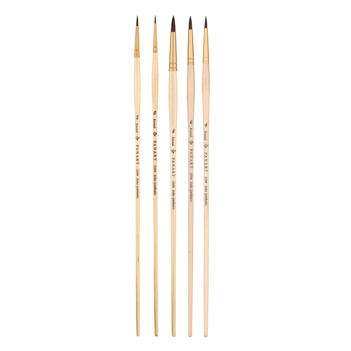 PANART ECHO SYNTHETIC LONG HANDLE BRUSH SET OF 5 PCS ES-01 (R-000,2,4,6,8)