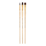 PANART ECHO SYNTHETIC LONG HANDLE BRUSH SET OF 3 PCS, ES-06 (R-10 BR-16 FB-12)