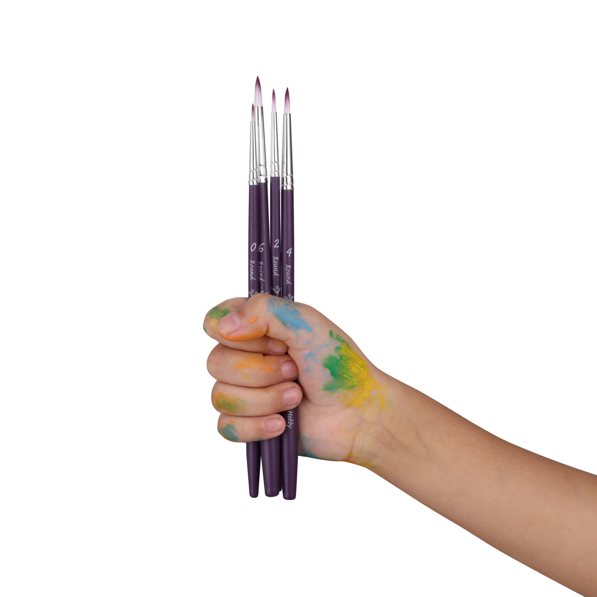 PANART TWO TONE SYNTHETIC SHORT HANDLE BRUSH SET OF 4 PCS TT-10 (R-0,2,4,6)