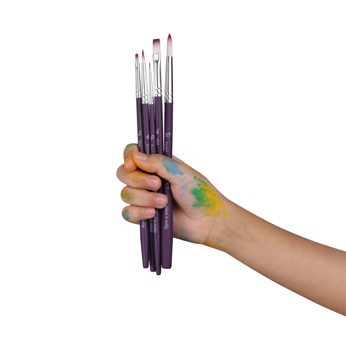 PANART TWO TONE SYNTHETIC SHORT HANDLE BRUSH SET OF 5 PCS TT-04 (R-0,4,10 F-2,6)
