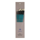 Panart Vegan Synthetic Bristle Long Handle Brush Set - 7 Pcs, (R-16 F-6 FB-8,12 AG-12,16)