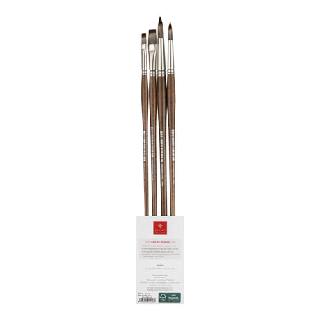 PANART MONGOOSE SYNTHETIC LONG HANDLE BRUSH SET OF 4 PCS MS-02(R-8,12 F-6,10)