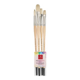 PANART WHITE BRISTLE LONG HANDLE BRUSH SET OF 4 PCS,ATL-09 (R-8 F-8 SF-8 FB-10)