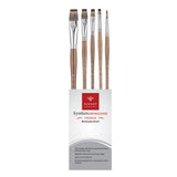 PANART MONGOOSE SYNTHETIC LONG HANDLE BRUSH SET OF 5 PCS-MS-09 (R-6 F-4,8,12,16)