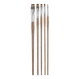 PANART MONGOOSE SYNTHETIC LONG HANDLE BRUSH SET OF 5 PCS-MS-09 (R-6 F-4,8,12,16)
