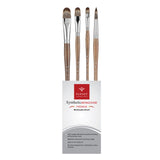 PANART MONGOOSE SYNTHETIC LONG HANDLE BRUSH SET OF 4 PCS-MS-07(R-14, FB-8,12,16)