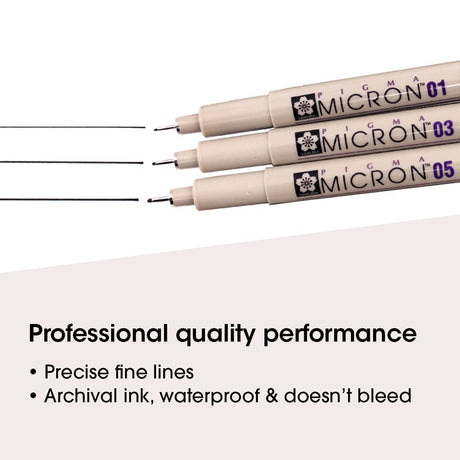 SAKURA PIGMA MICRON PEN-3PCS SET-BLACK