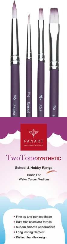 PANART TWO TONE SYNTHETIC SH BRUSH SET OF 4 PCS, TT-07, Round-2,8 Flat-4,8