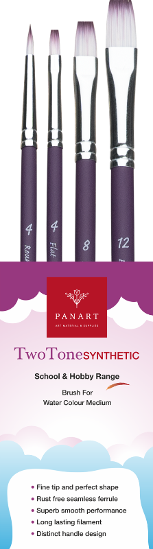 PANART TWO TONE SYNTHETIC SH BRUSH SET OF 4 PCS,TT-08, Round-4 Flat-4,8,12