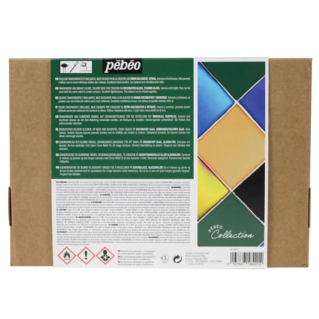 Pebeo Vitrail Paint Set - Assorted Colors, Set of 10, 45 ml bottles