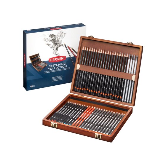 Derwent Sketching Pencils 48 Wooden Box