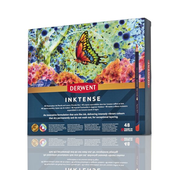 Derwent Inktense Water Colour Pencils Pack of 48 Wooden Box