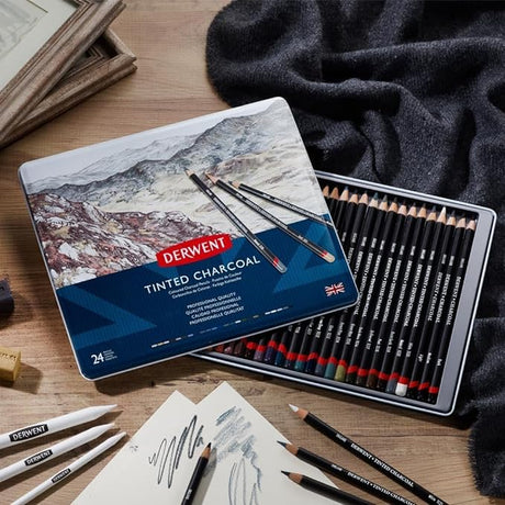 Derwent Tinted Charcoal Pencils 24 Tin