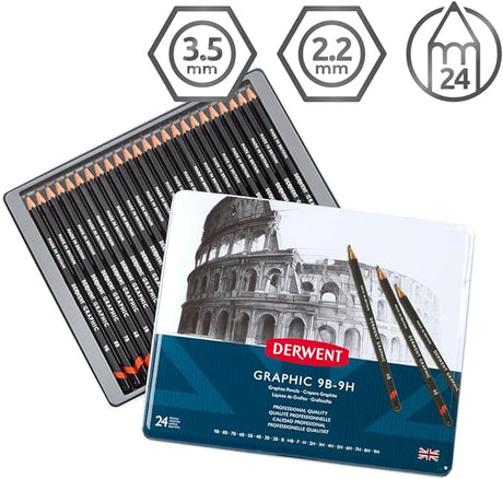 Derwent Graphic Pencils Set of 24 9B-9H