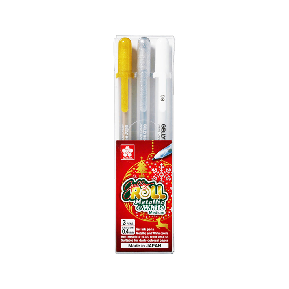Sakura Gelly-Roll Metallic & White Pens – Pack of 3