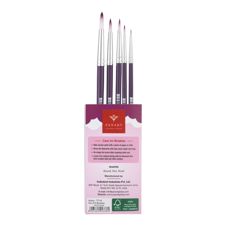 PANART TWO TONE SYNTHETIC SHORT HANDLE BRUSH SET OF 5 PCS TT-01 (R-0,2,4,6,8)