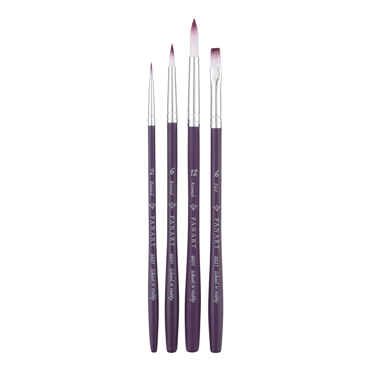 PANART TWO TONE SYNTHETIC SHORT HANDLE BRUSH SET OF 4 PCS TT-02(R-2,6,12 F-6)