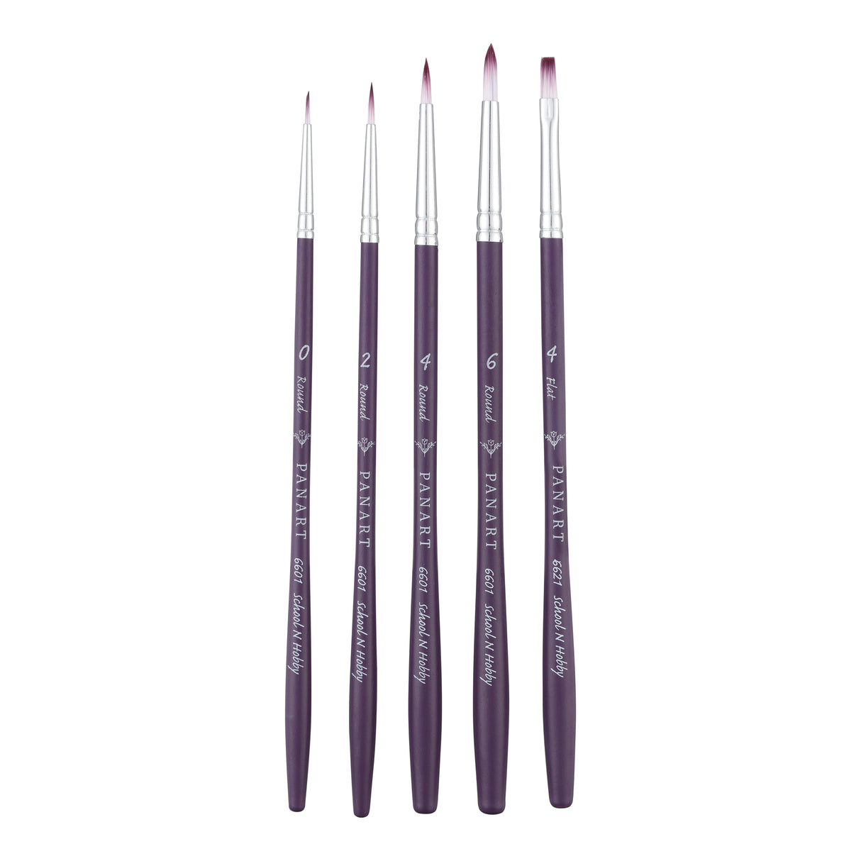 PANART TWO TONE SYNTHETIC SHORT HANDLE BRUSH SET OF 5 PCS-TT-03 (R-0,2,4,6 F-4)