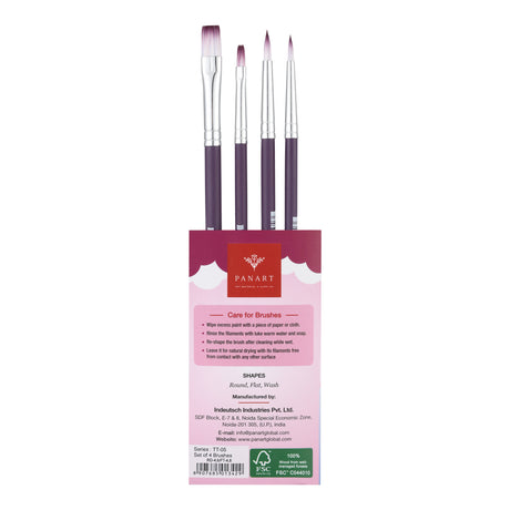 PANART TWO TONE SYNTHETIC SHORT HANDLE BRUSH SET OF 4 PCS TT-05(R-4,6 F-4,8)