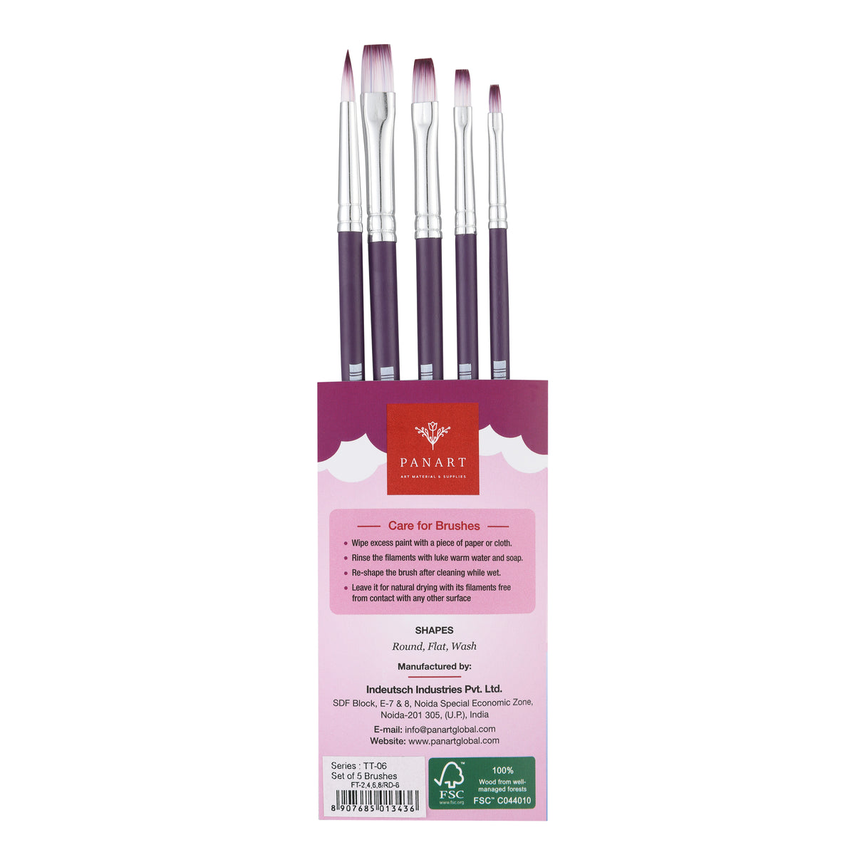 PANART TWO TONE SYNTHETIC SH BRUSH SET OF 5 PCS- TT-06 (R-6 F-2,4,6,8)