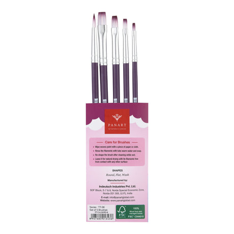 PANART TWO TONE SYNTHETIC SH BRUSH SET OF 5 PCS- TT-06 (R-6 F-2,4,6,8)