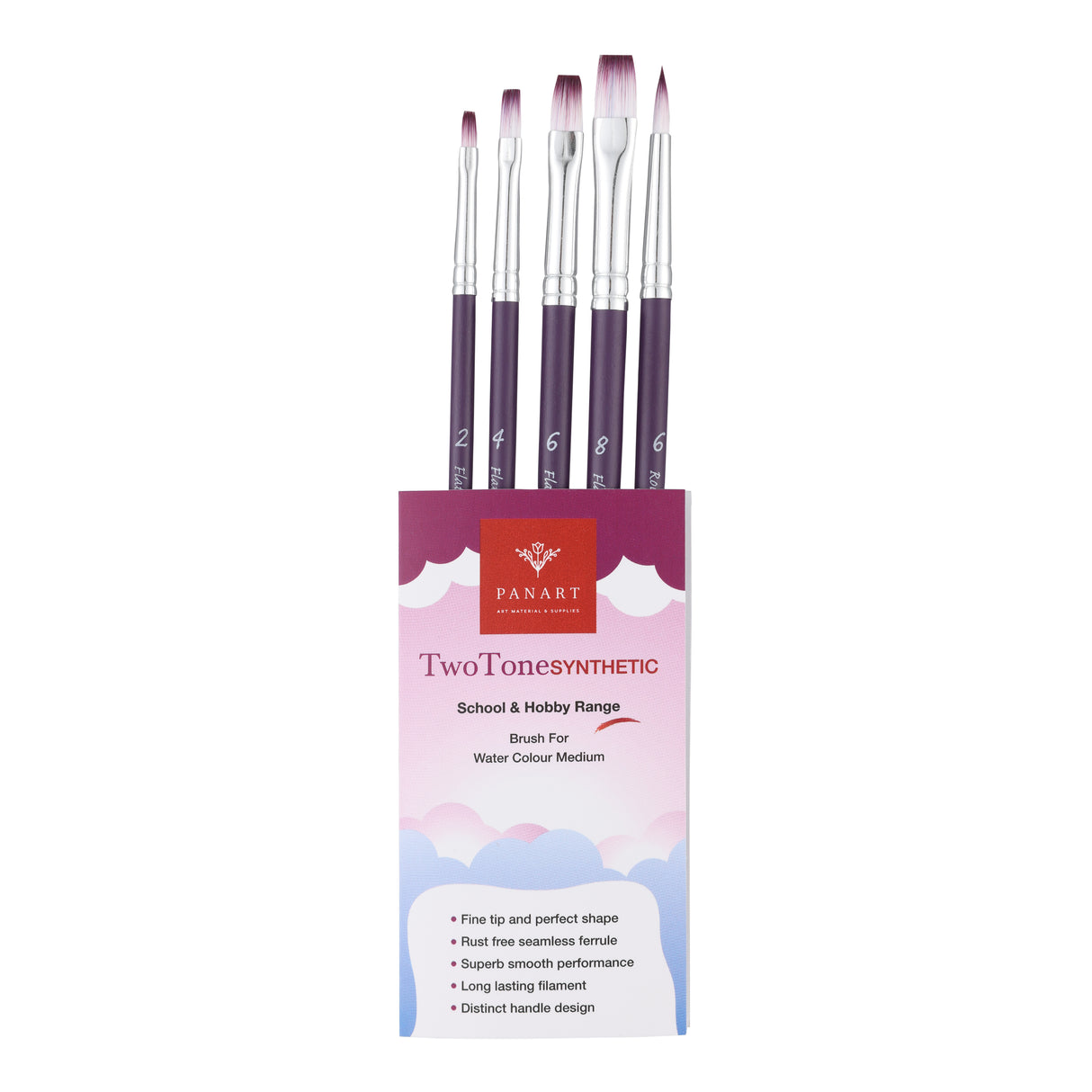 PANART TWO TONE SYNTHETIC SH BRUSH SET OF 5 PCS- TT-06 (R-6 F-2,4,6,8)