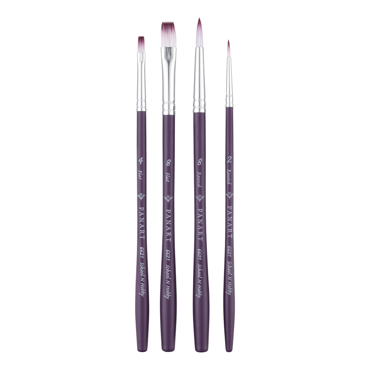PANART TWO TONE SYNTHETIC SHORT HANDLE BRUSH SET OF 4 PCS TT-07 (R-2,8 F-4,8)
