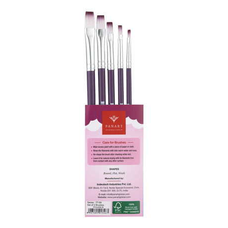 PANART TWO TONE SYNTHETIC SHORT HANDLE BRUSH SET OF 5 PCS TT-09 (F-2,4,6,8,10)
