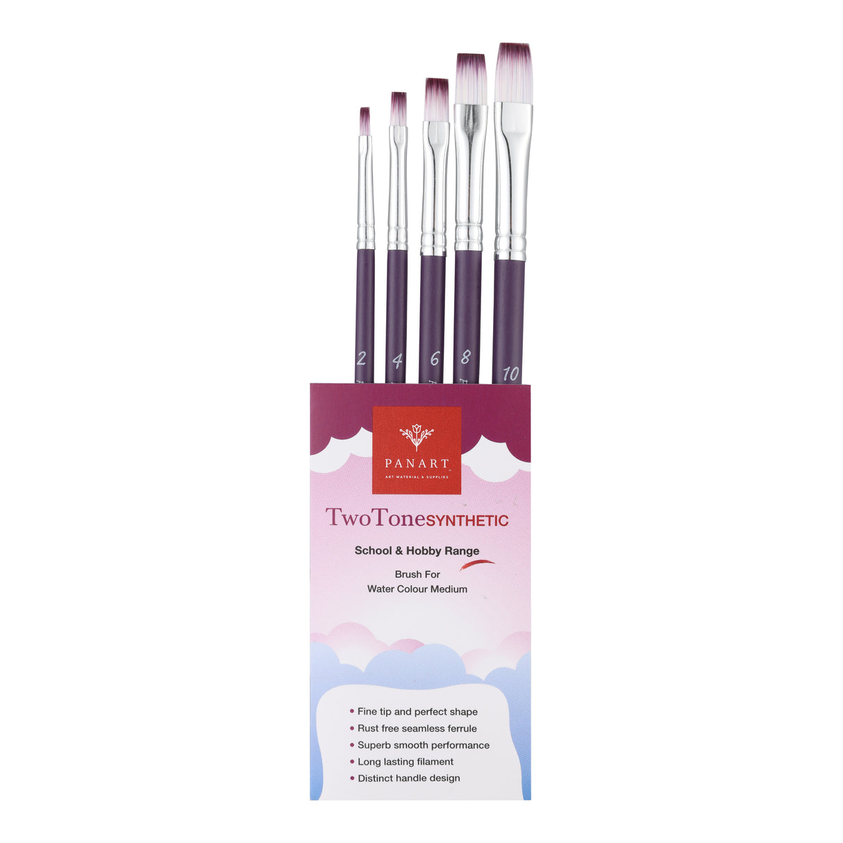 PANART TWO TONE SYNTHETIC SHORT HANDLE BRUSH SET OF 5 PCS TT-09 (F-2,4,6,8,10)